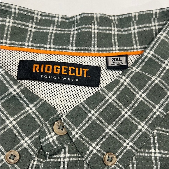 Ridgecut Toughwear 3XL Green Plaid Button-Down Work Shirt | Long Sleeve Outdoor - Picture 4 of 6